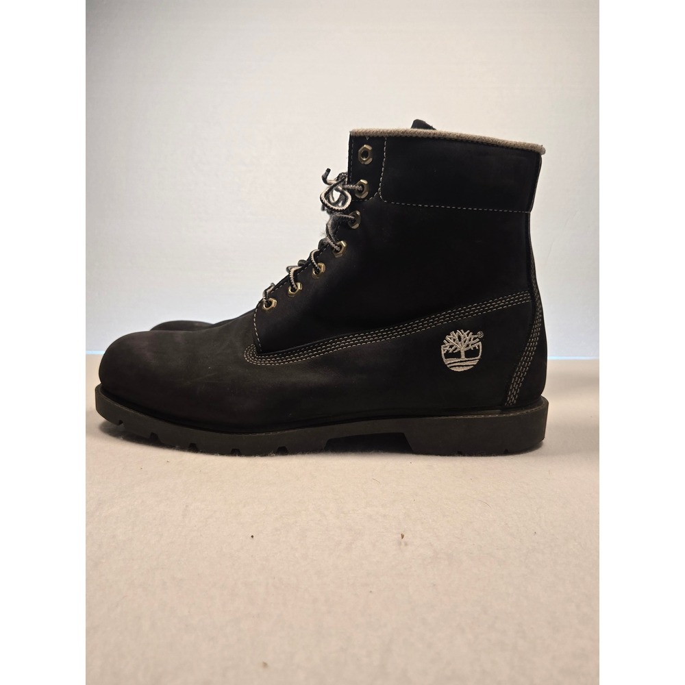 Timberland 6-Inch Premium Boots Size 12 Men Black Waterproof Nubuck Lug Sole - Picture 2 of 12